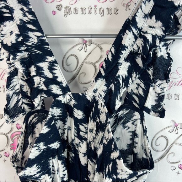 Ichi tank top flowers flowy ruffle detail Floral Print Sleeveless Top navy blue - Picture 7 of 11